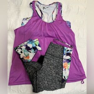 RBX Purple Watercolor Leggings and Tank Set